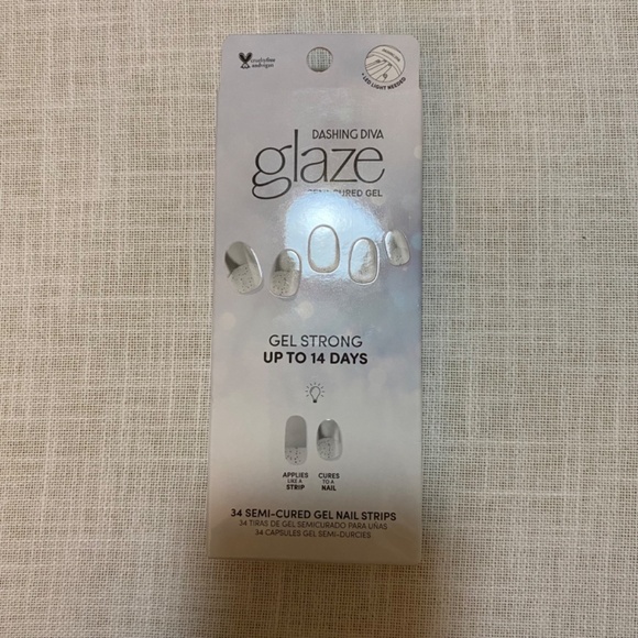 Lot of Dashing Diva Glaze Semi-cured Gel Nail Strips Bells Glitter Silver French - Picture 2 of 16